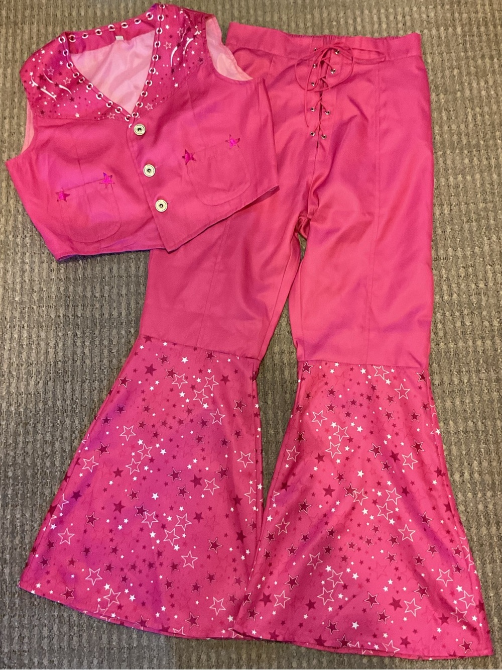 Girl western barbie 2 piece Halloween costume hot pink bell bottom size 150